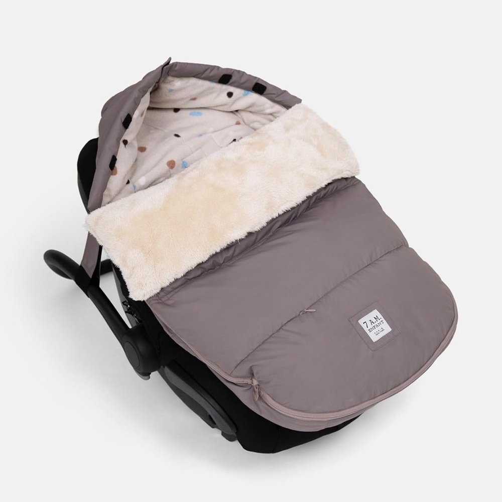 Gray and Cream Stroller Footmuff with Plush Lining